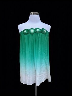 Ryu Green and White Rosette Strapless Dress